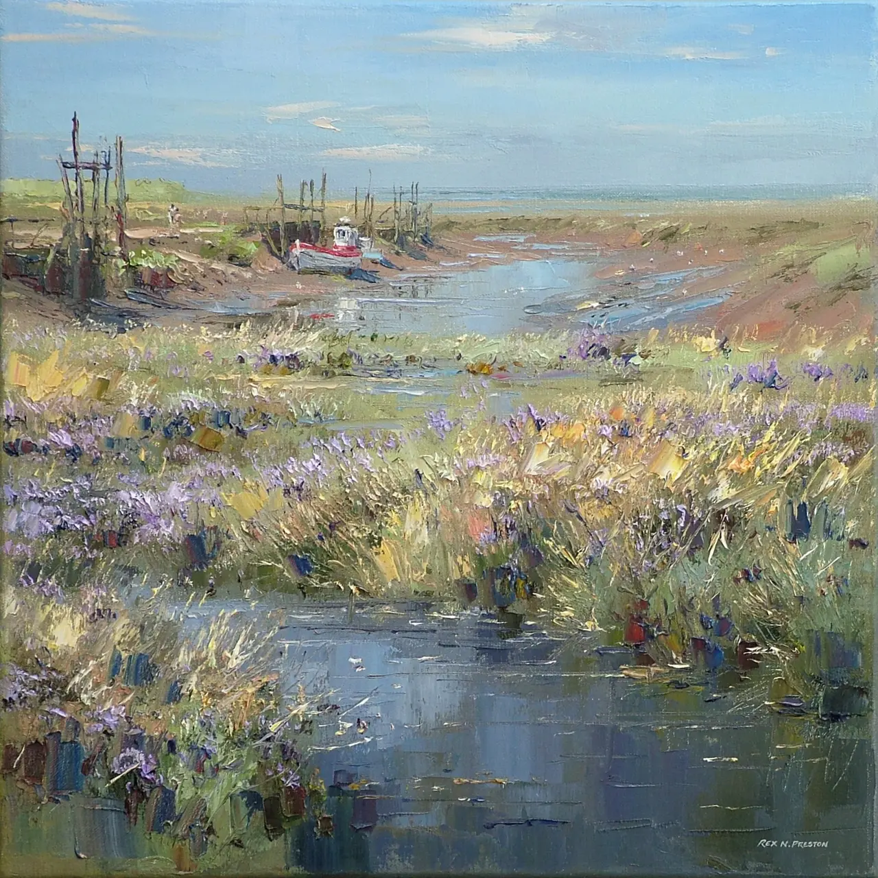 Rex Preston - sea lavender, thornham harbour, norfolk